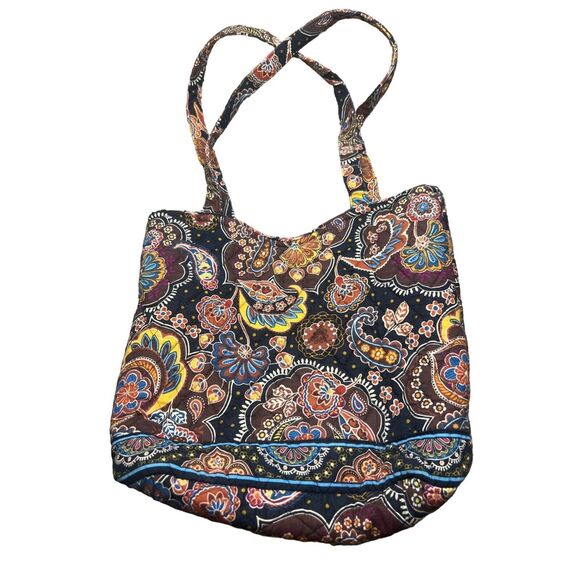 Vera Bradley Kensington Brown Shoulder Bag Ladies Purse Retired Womens Tote - Picture 7 of 13